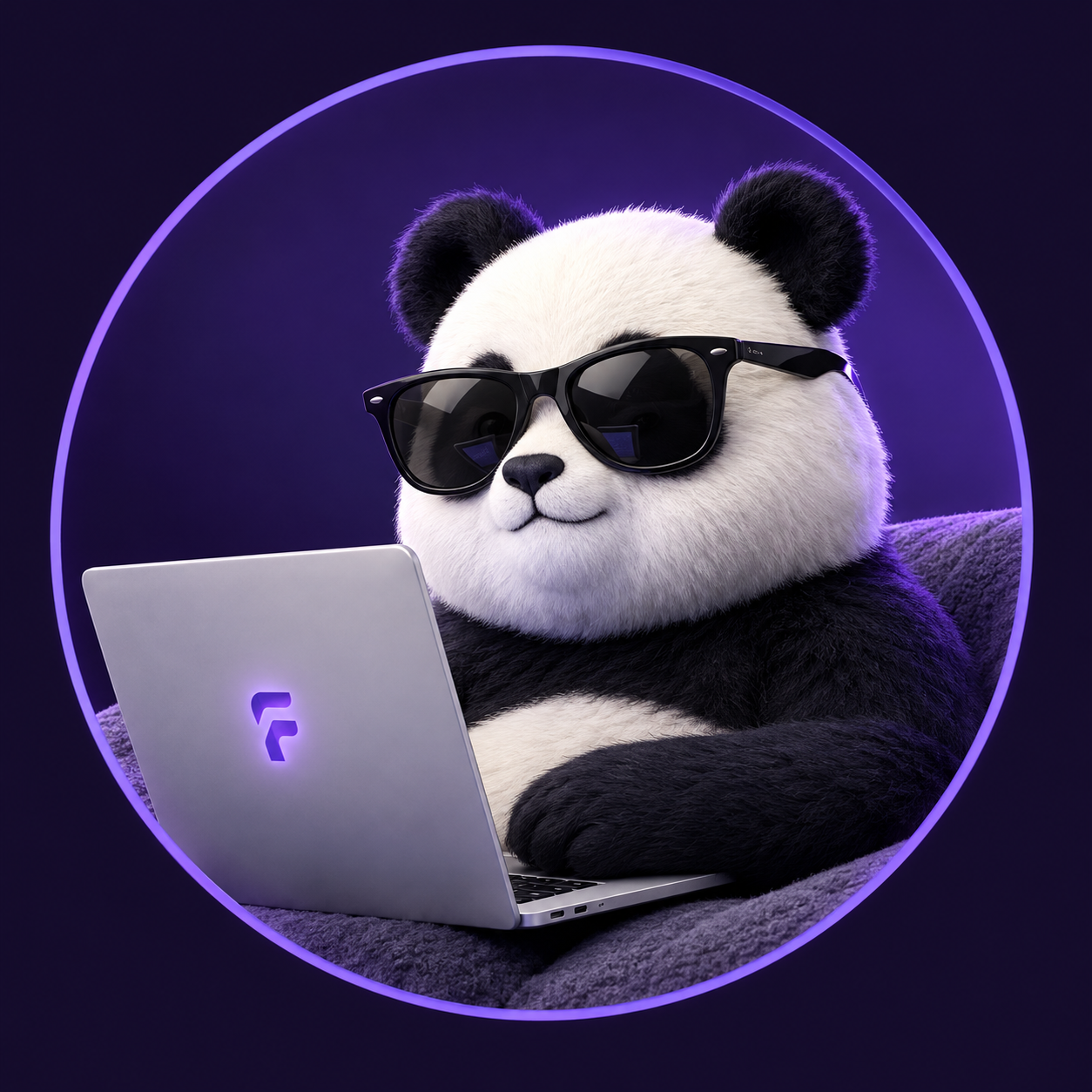 Panda de Fusión Digital trabajando en su laptop